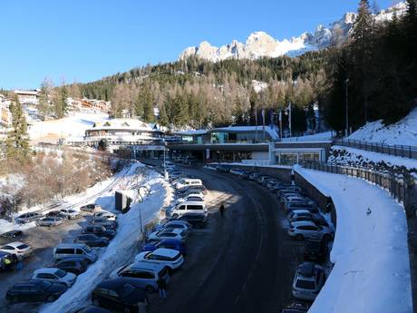 Trentino: Accès aux domaines skiables et parkings – Accès, parking Latemar – Obereggen/Pampeago/Predazzo