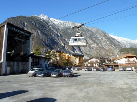 Tyrol: Accès aux domaines skiables et parkings – Accès, parking Venet – Landeck/Zams/Fliess