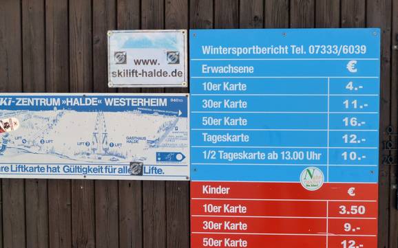 Arrondissement d'Alb-Danube: indications de directions sur les domaines skiables – Indications de directions Halde – Westerheim