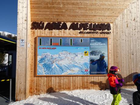 Dolomites: indications de directions sur les domaines skiables – Indications de directions Alpe Lusia – Moena/Bellamonte