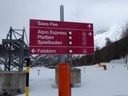 Signalisation des pistes sur le domaine skiable de Saas-Fee