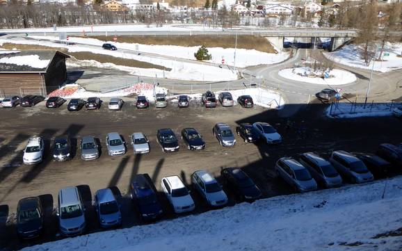 Viamala: Accès aux domaines skiables et parkings – Accès, parking Splügen – Tambo
