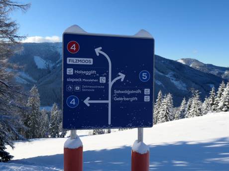 Salzburger Sportwelt: indications de directions sur les domaines skiables – Indications de directions Filzmoos