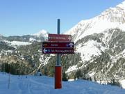 Panneaux indicateurs sur le domaine skiable