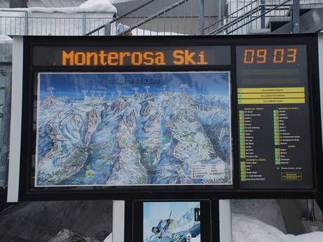 Piémont: indications de directions sur les domaines skiables – Indications de directions Alagna Valsesia/Gressoney-La-Trinité/Champoluc/Frachey (Monterosa Ski)