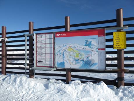 Île du Sud: indications de directions sur les domaines skiables – Indications de directions Mt. Hutt