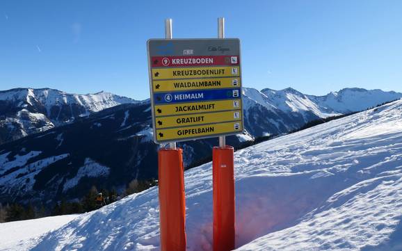 Raurisertal (vallée de Rauris): indications de directions sur les domaines skiables – Indications de directions Rauriser Hochalmbahnen – Rauris