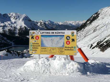 Sellraintal (vallée de Sellrain): indications de directions sur les domaines skiables – Indications de directions Kühtai