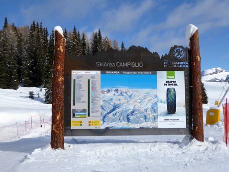 Trentino: indications de directions sur les domaines skiables – Indications de directions Madonna di Campiglio/Pinzolo/Folgàrida/Marilleva