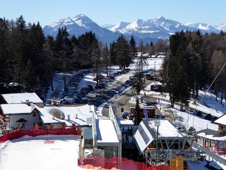 Alpes du Val Sarentino (Sarntaler Alpen): Accès aux domaines skiables et parkings – Accès, parking Meran 2000 (Merano 2000)