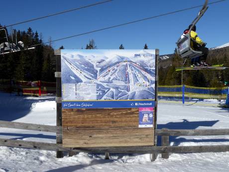 Feldkirchen: indications de directions sur les domaines skiables – Indications de directions Hochrindl – Sirnitz