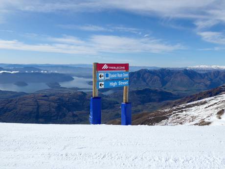Alpes du Sud de Nouvelle Zélande: indications de directions sur les domaines skiables – Indications de directions Treble Cone
