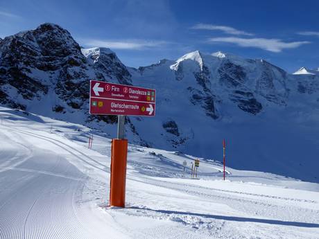 Val Bernina: indications de directions sur les domaines skiables – Indications de directions Diavolezza/Lagalb