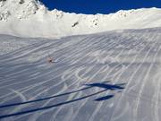 Piste fraîchement préparée dans le domaine skiable de Gargellen