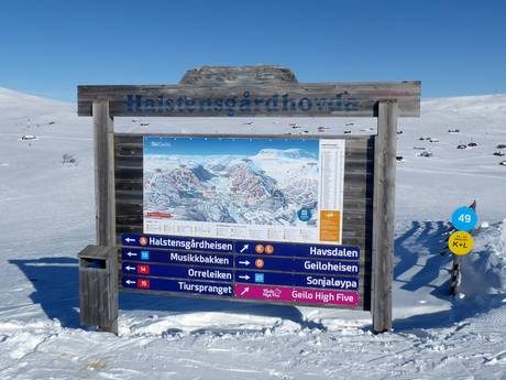 Østlandet: indications de directions sur les domaines skiables – Indications de directions Geilo