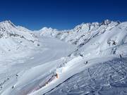 Descente depuis l’Eggishorn avec vue sur le glacier d’Aletsch