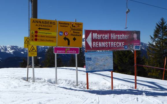 Dachstein-Salzkammergut: indications de directions sur les domaines skiables – Indications de directions Dachstein West – Gosau/Russbach/Annaberg