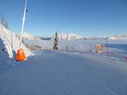Piste facile de descente en vallée parallèle à la piste de luge