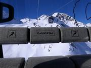 La chaude laine locale sur les bancs remplace le chauffage des sièges dans la Weißseejochbahn.