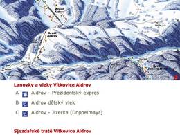 Plan des pistes Aldrov – Vítkovice (Witkowitz)