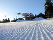 Piste parfaitement préparée dans le domaine skiable de Zieleniec