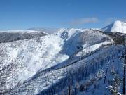 Vue sur les descentes dans la Taynton Bowl