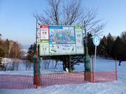 Plan des pistes et signalisation des pistes dans le domaine skiable de Furano