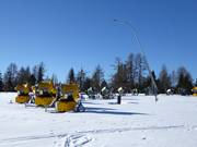 Les canons à neige attendent leur prochaine utilisation.