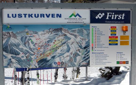 Alpes du Liechtenstein: indications de directions sur les domaines skiables – Indications de directions Malbun