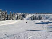 Vue sur le domaine skiable en contrebas du Nob
