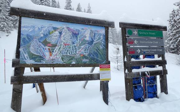 Chaîne de Monashee: indications de directions sur les domaines skiables – Indications de directions Red Mountain Resort – Rossland