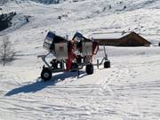 Canons à neige au bord des pistes