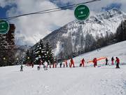 Point de rassemblement de l'école de ski à Le Corbier