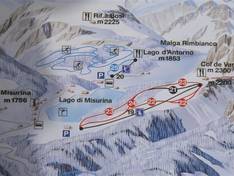 Plan des pistes Misurina – Passo Tre Croci