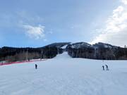 Vue depuis la Grüntenseestraße sur le domaine skiable Buron