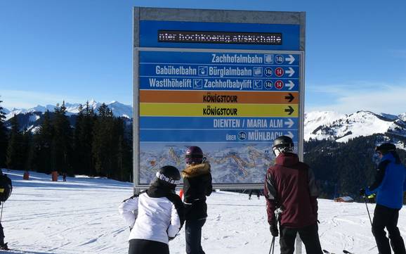 Hochkönig: indications de directions sur les domaines skiables – Indications de directions Hochkönig – Maria Alm/Dienten/Mühlbach