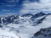 Vue depuis le Daunjoch sur le glacier de Stubai