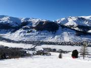 Vue depuis Mottolino sur Livigno et Carosello 3000/Sitas