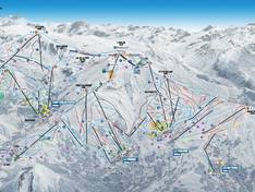 Plan des pistes Les Sybelles – Le Corbier/La Toussuire/Les Bottières/St Colomban des Villards/St Sorlin/St Jean d’Arves