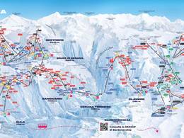 Plan des pistes Via Lattea (Voie Lactée) – Montgenèvre/Sestrières/Sauze d’Oulx/San Sicario/Clavière
