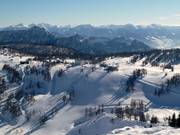 Vue depuis le Schneiderkogel sur les remontées mécaniques de Großseelift