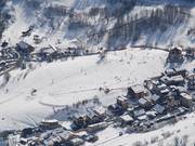 Les pistes d'entraînement proches du village de Saint Sorlin vues d'en haut