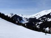 Vue depuis le Chuenisbärgli sur Geils jusqu'à Hahnenmoos