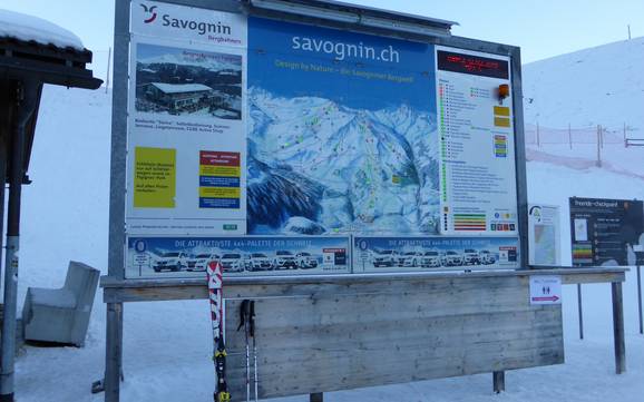 Alpes du Platta (Oberhalbsteiner Alpen): indications de directions sur les domaines skiables – Indications de directions Savognin Alpes du Platta (Oberhalbsteiner Alpen): indications de directions sur les domaines skiables – Indications de directions Savognin