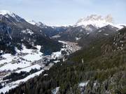 Vue sur les villages du Val di Fassa (Fassatal)
