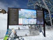 Plan des pistes numérique avec informations sur les temps d'attente dans le domaine skiable