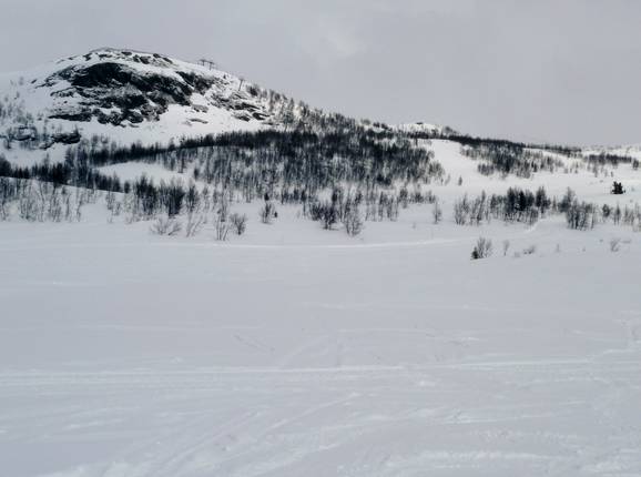 Vue sur le Søondre Knaushøgdi, le point culminant du domaine skiable