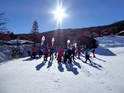 Point de rendez-vous de l'école de sports de neige Bürchen-Törbel à la station inférieure du Moosalp-Express
