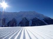Pistes très bien damées sur le domaine skiable de la Lauchernalp