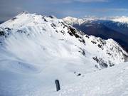 Large et libre, la descente se poursuit sous la Rosaspitze.